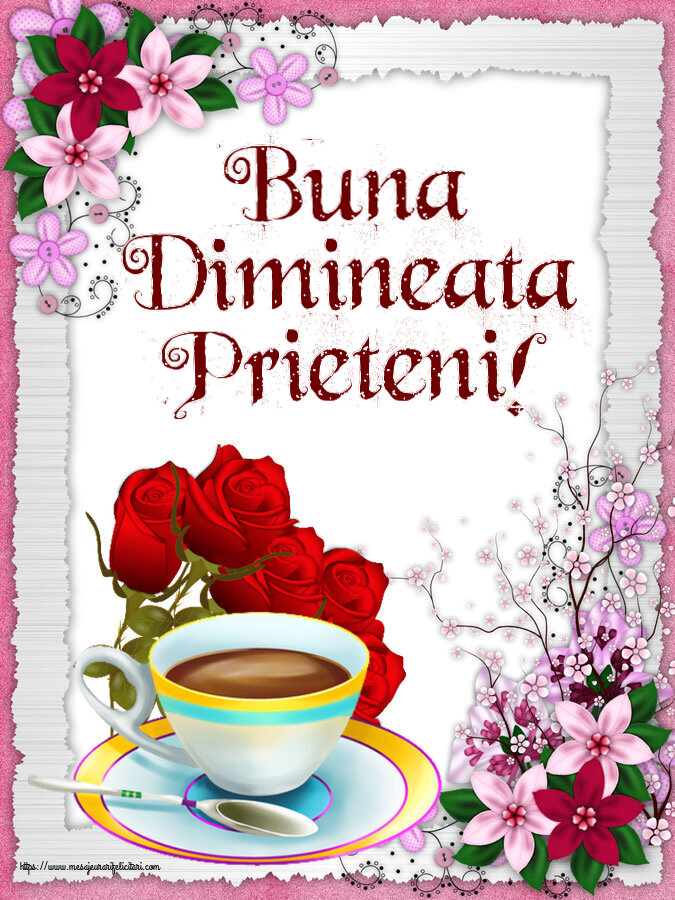 Felicitari de buna dimineata - ☕ Buna Dimineata Prieteni! ~ cafea și buchet de trandafiri - mesajeurarifelicitari.com
