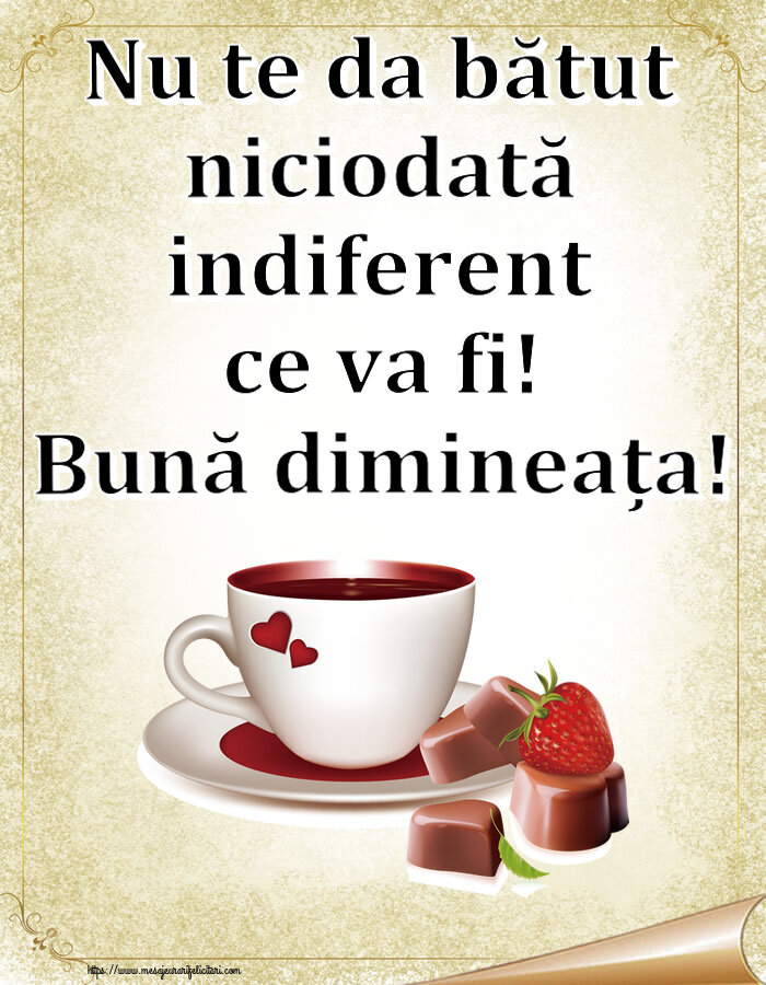 Felicitari de buna dimineata - ☕ Nu te da bătut niciodată indiferent ce va fi! Bună dimineața! ~ cafea cu bomboane din dragoste - mesajeurarifelicitari.com