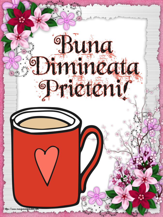 Felicitari de buna dimineata - ☕ Buna Dimineata Prieteni! ~ cană de cafea roșie cu inimă - mesajeurarifelicitari.com