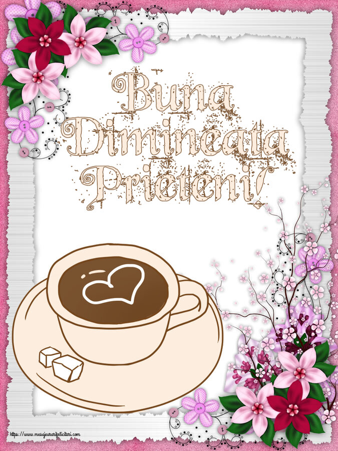 Felicitari de buna dimineata - ☕ Buna Dimineata Prieteni! ~ desen cu cană de cafea cu inimioară - mesajeurarifelicitari.com
