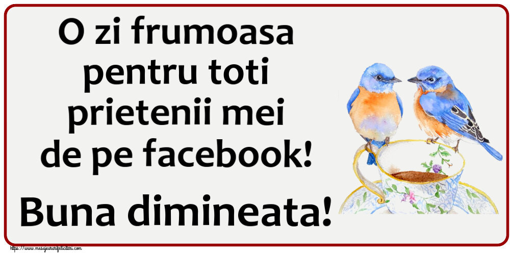 O zi frumoasa pentru toti prietenii mei de pe facebook! Buna dimineata! ~ cană de cafea cu pasărele