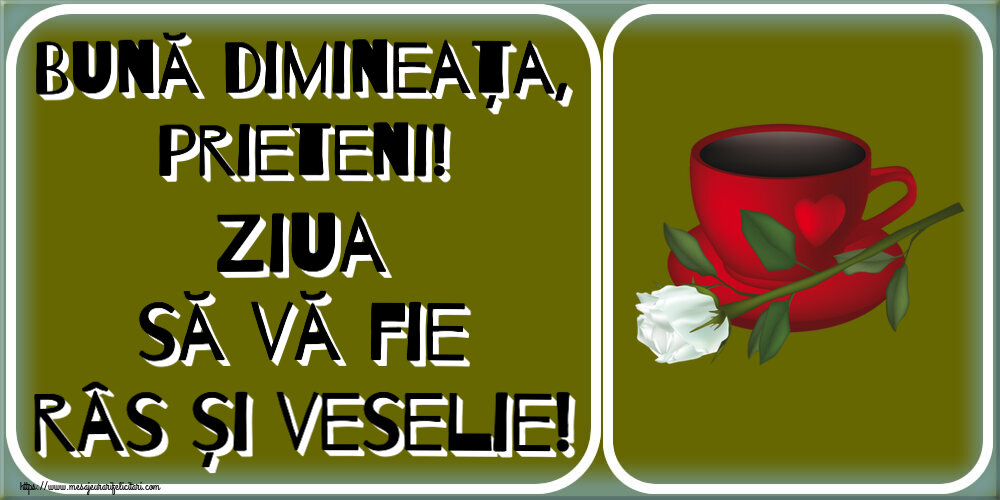 Buna dimineata Bună dimineața, prieteni! Ziua să vă fie râs și veselie! ~ cafea și un trandafir alb