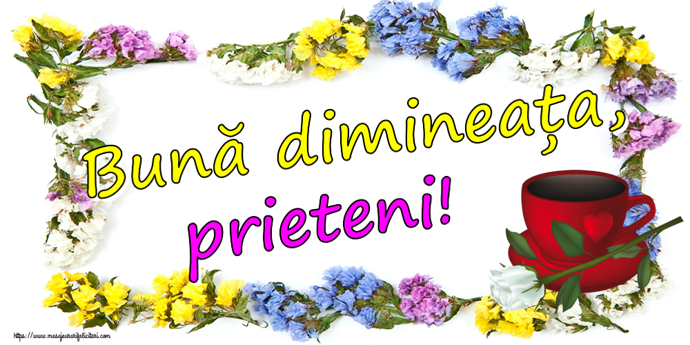 Bună dimineața, prieteni! ~ cafea și un trandafir alb