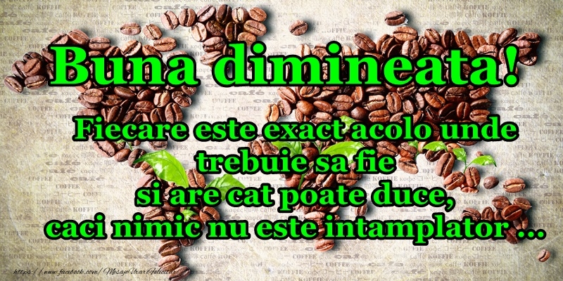 Buna dimineata! Fiecare este exact acolo unde trebuie sa fie si are cat poate duce, caci nimic nu este intamplator!