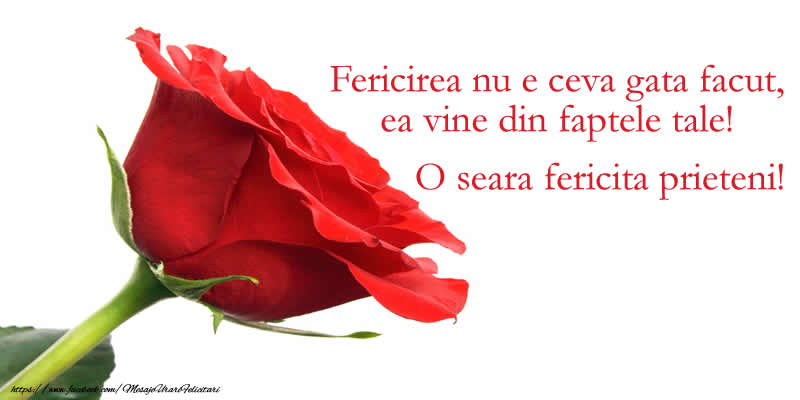 Fericirea nu e ceva  gata facut, ea vine din  faptele tale! O seara fericita prieteni!