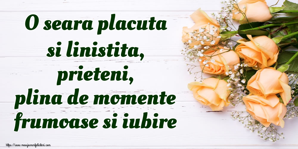 O seara placuta si linistita, prieteni, plina de momente frumoase si iubire