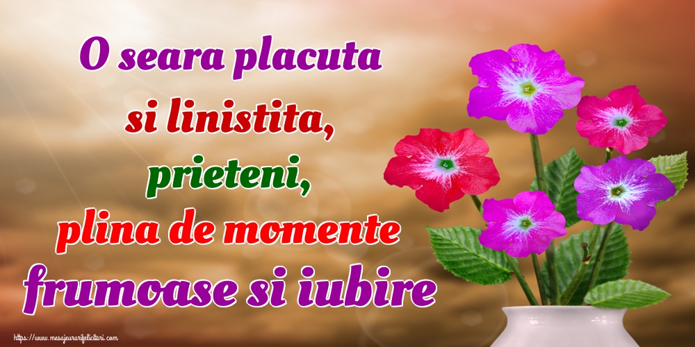 O seara placuta si linistita, prieteni, plina de momente frumoase si iubire