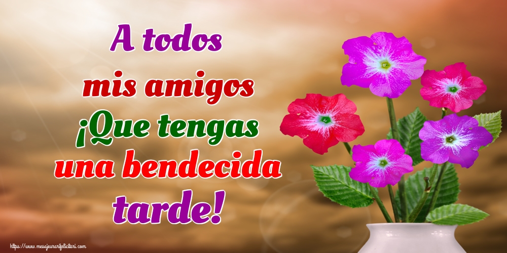 Felicitari de buna seara in Spaniola - A todos mis amigos ¡Que tengas una bendecida tarde!