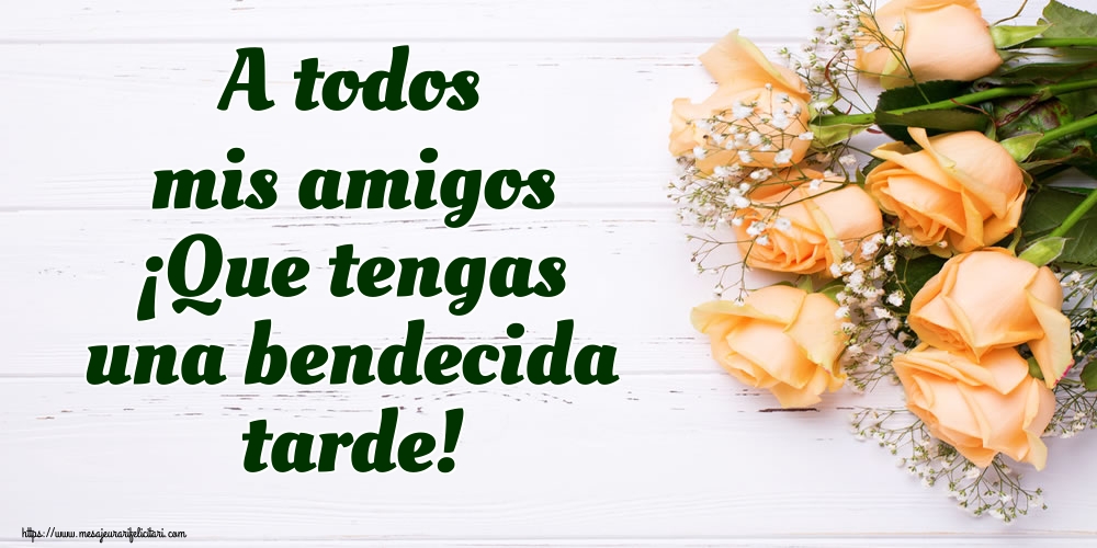 Felicitari de buna seara in Spaniola - A todos mis amigos ¡Que tengas una bendecida tarde! - mesajeurarifelicitari.com