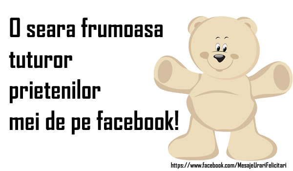 O seara frumoasa tuturor prietenilor mei de pe facebook!