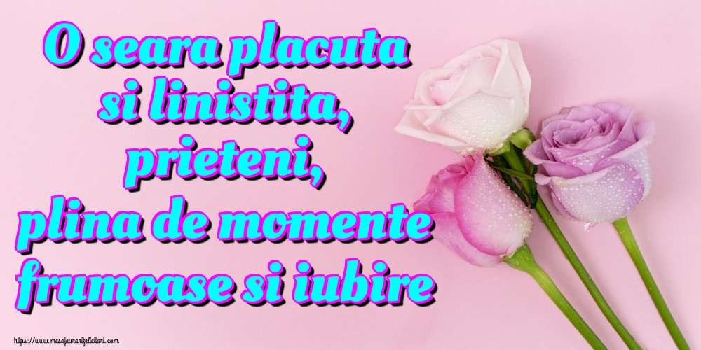 O seara placuta si linistita, prieteni, plina de momente frumoase si iubire