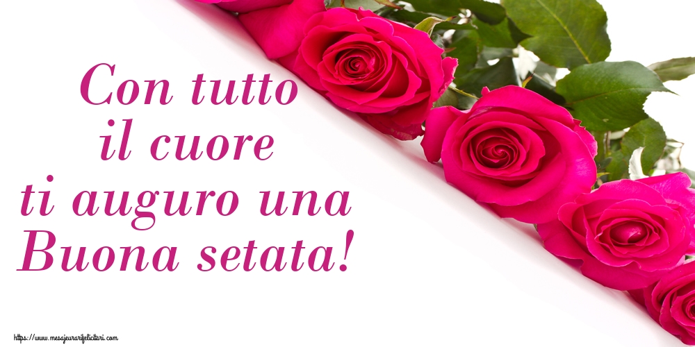 Felicitari de buna seara in Italiana - Con tutto il cuore ti auguro una Buona setata!