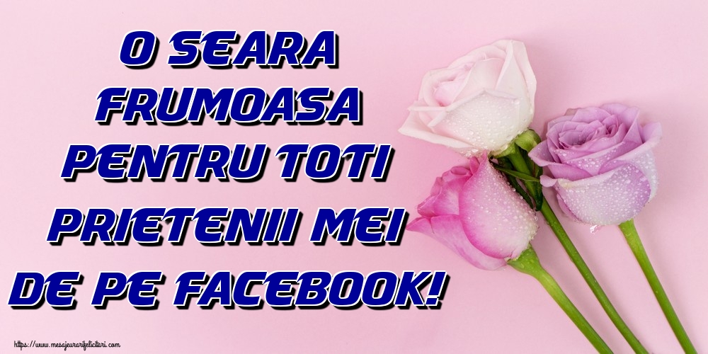 O seara frumoasa pentru toti prietenii mei de pe facebook!