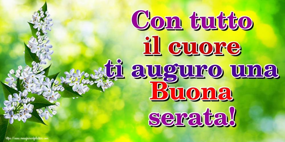 Felicitari de buna seara in Italiana - Con tutto il cuore ti auguro una Buona serata!