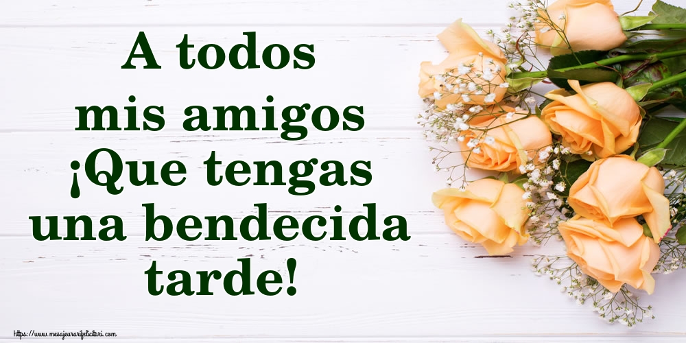 Felicitari de buna seara in Spaniola - A todos mis amigos ¡Que tengas una bendecida tarde!