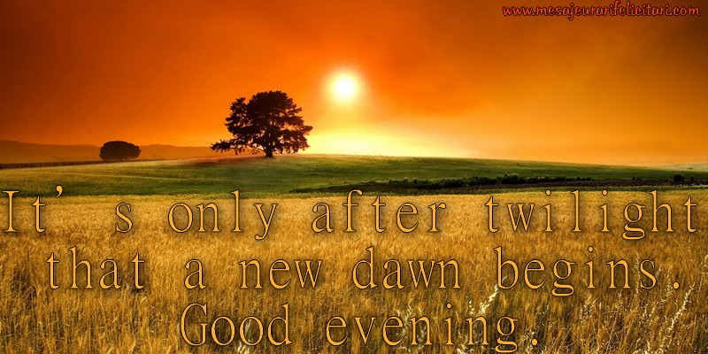Felicitari de buna seara in Engleza - It’s only after twilight, that a new dawn begins. Good evening. - mesajeurarifelicitari.com