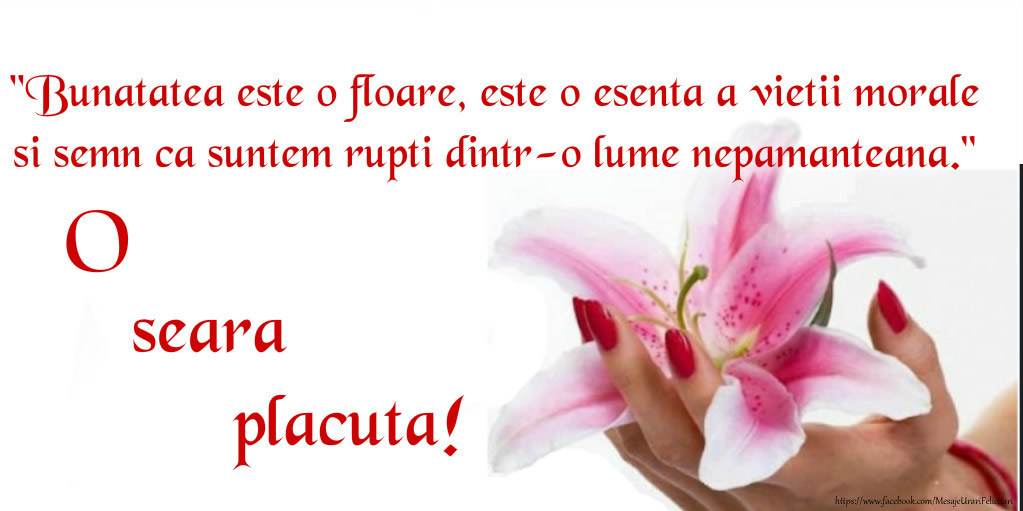 Bunatatea este o floare, este o esenta a vietii morale si semn ca suntem rupti dintr-o lume nepamanteana