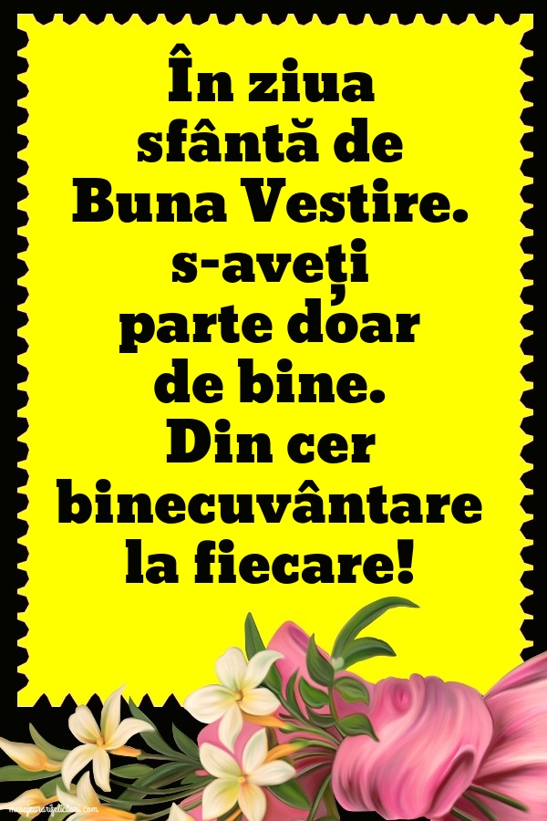 În ziua sfântă de Buna Vestire