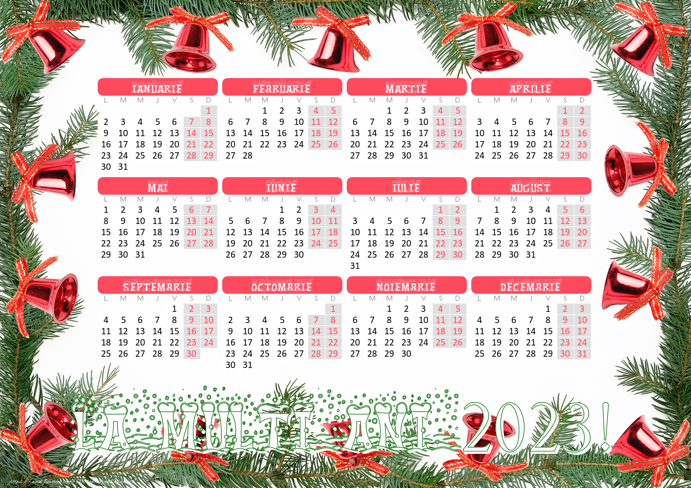 Imagini cu calendare - Calendar 2023  - Craciun - Model 0011 - mesajeurarifelicitari.com