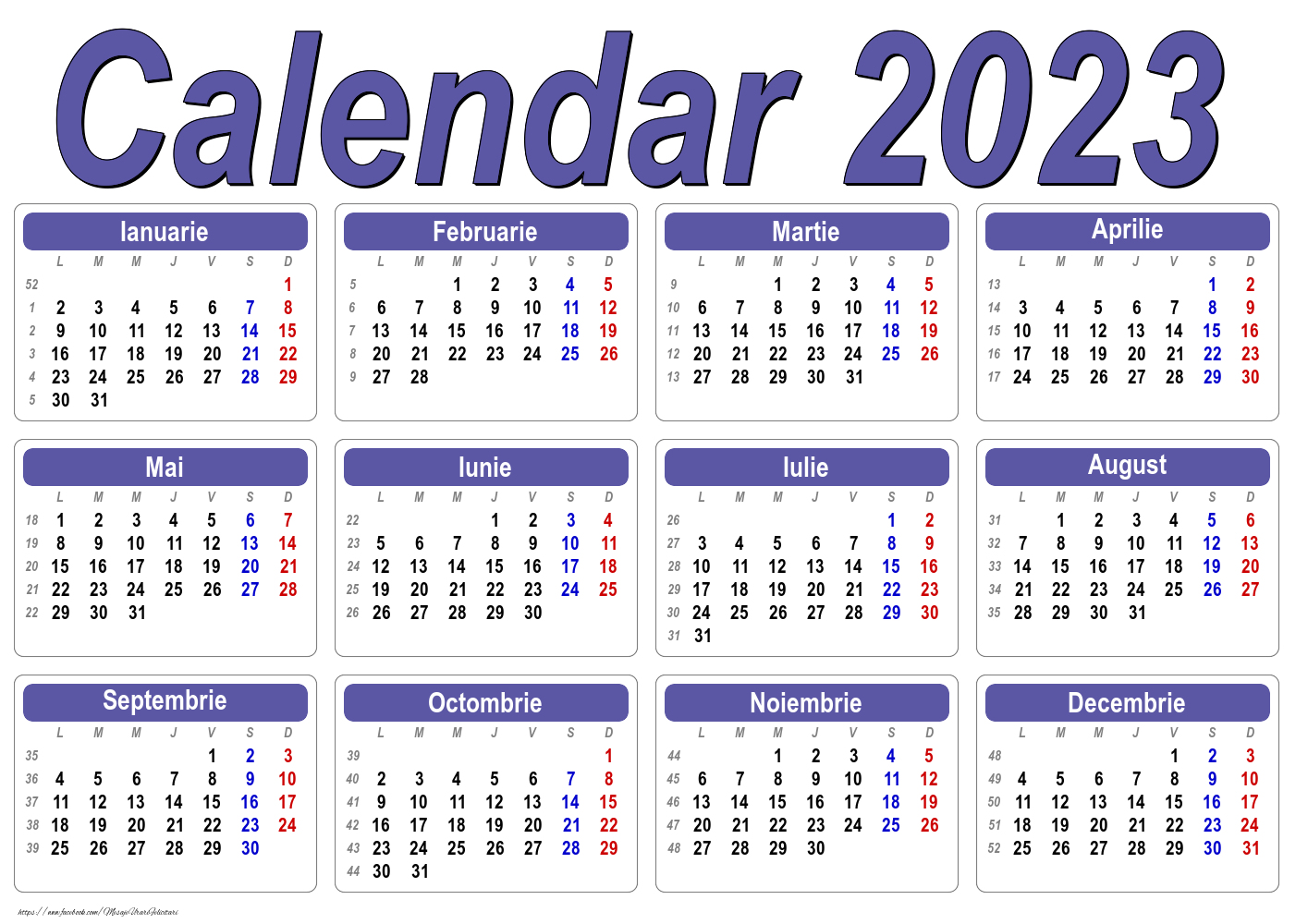 Imagini cu calendare - Calendar 2023 - Clasic - Model 0045 - mesajeurarifelicitari.com