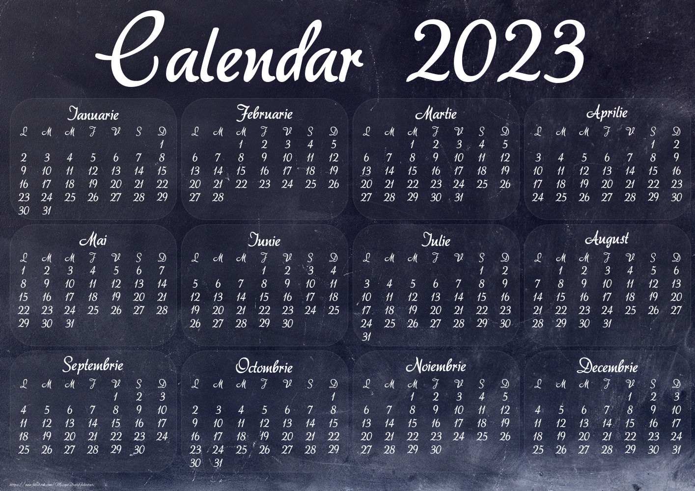 Calendare Calendar 2023 - Black - Model 0034