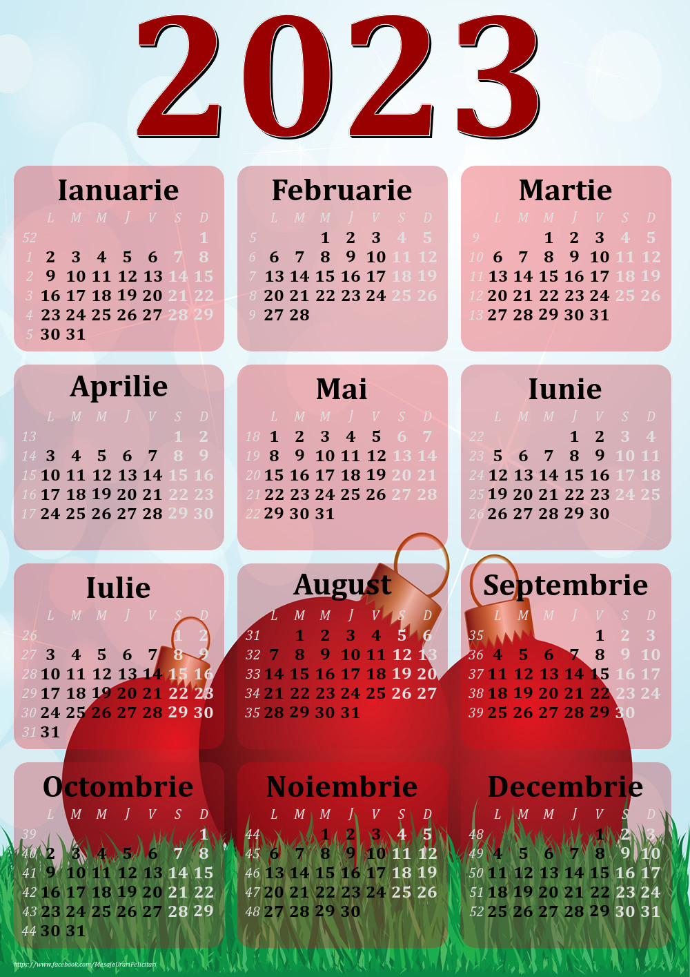 Calendare Calendar 2023 - Globuri Craciun - Model 0053