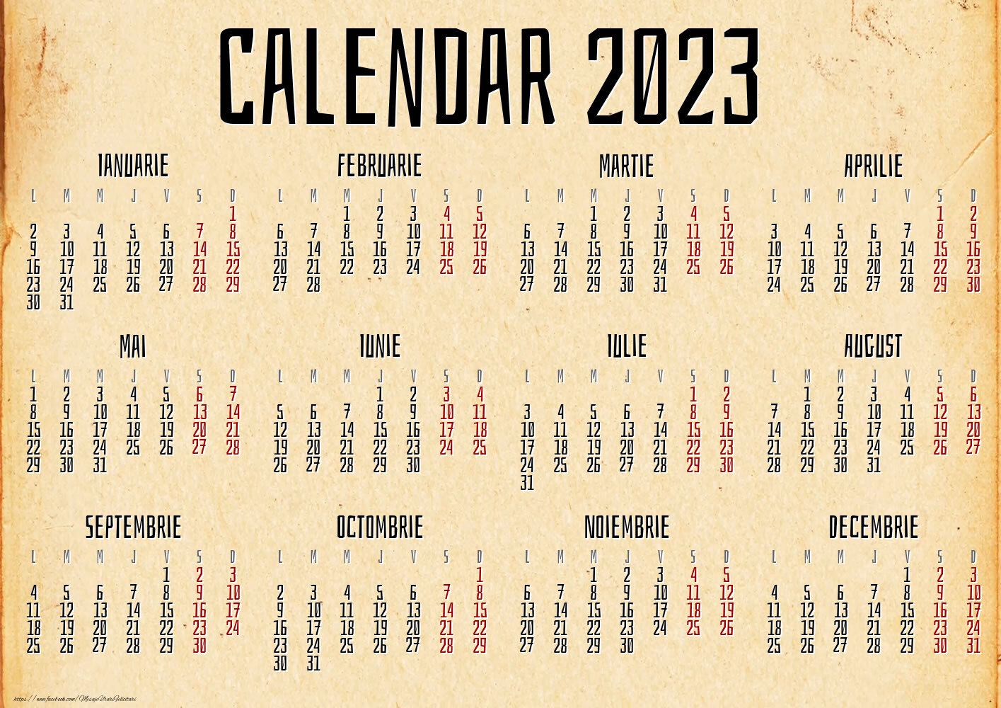 Calendare Calendar 2023 - Vintage Paper - Model 0048