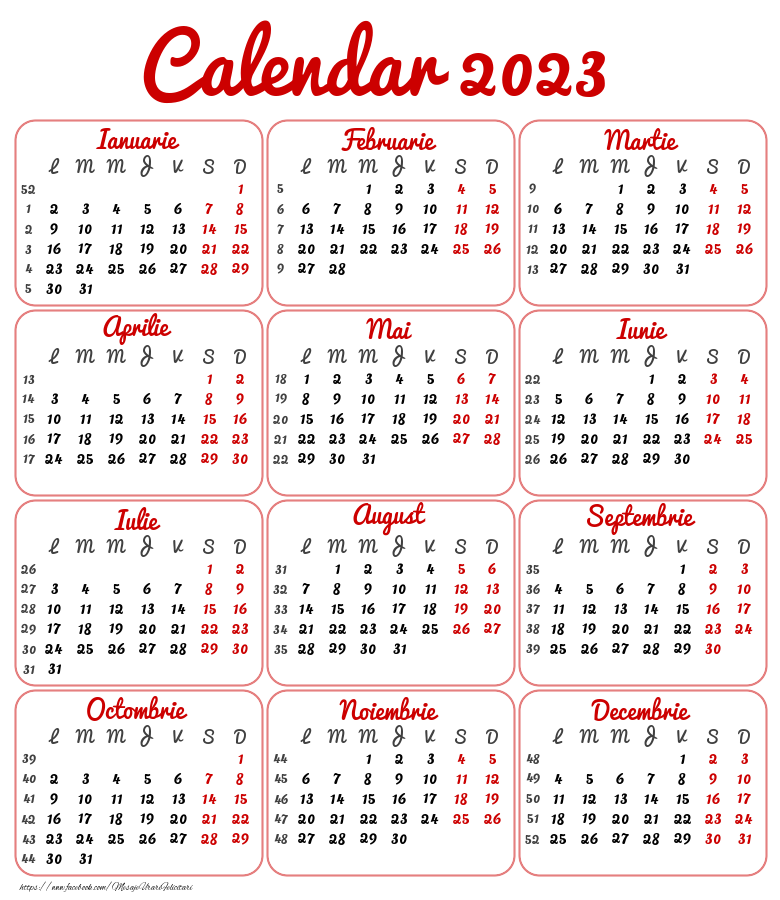 Calendare Calendar 2023 - Transparent - Model 0056