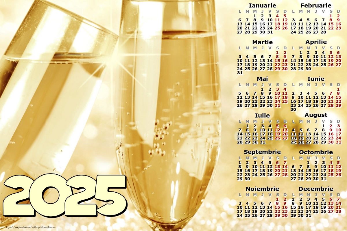 Imagini cu calendare - Calendar 2025 - Sampanie - Model 0089 - mesajeurarifelicitari.com
