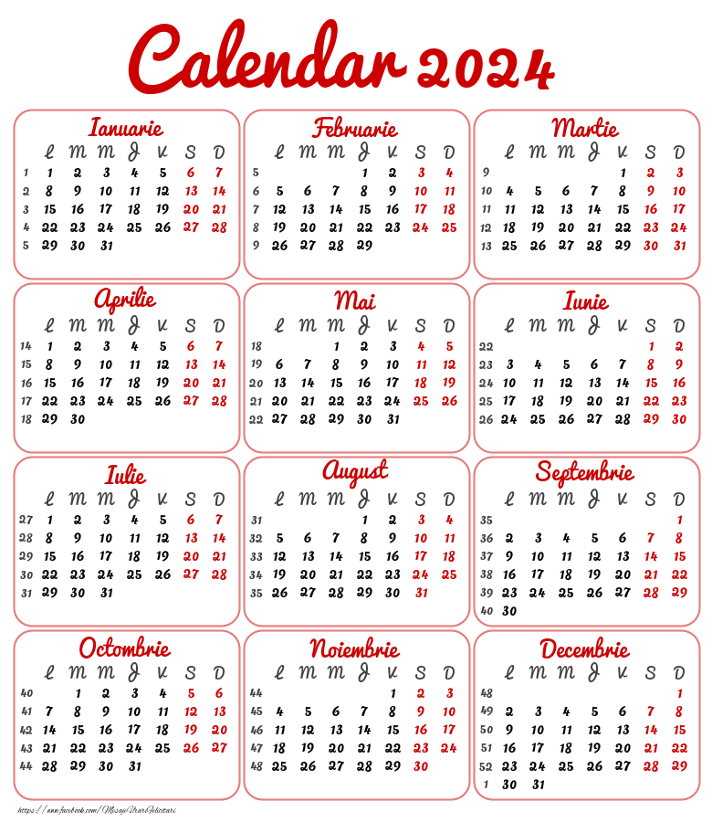 Calendare Calendar 2024 - Transparent - Model 0096