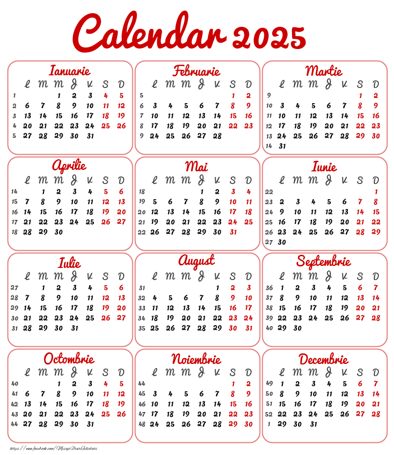 Calendare Calendar 2025 - Transparent - Model 0056