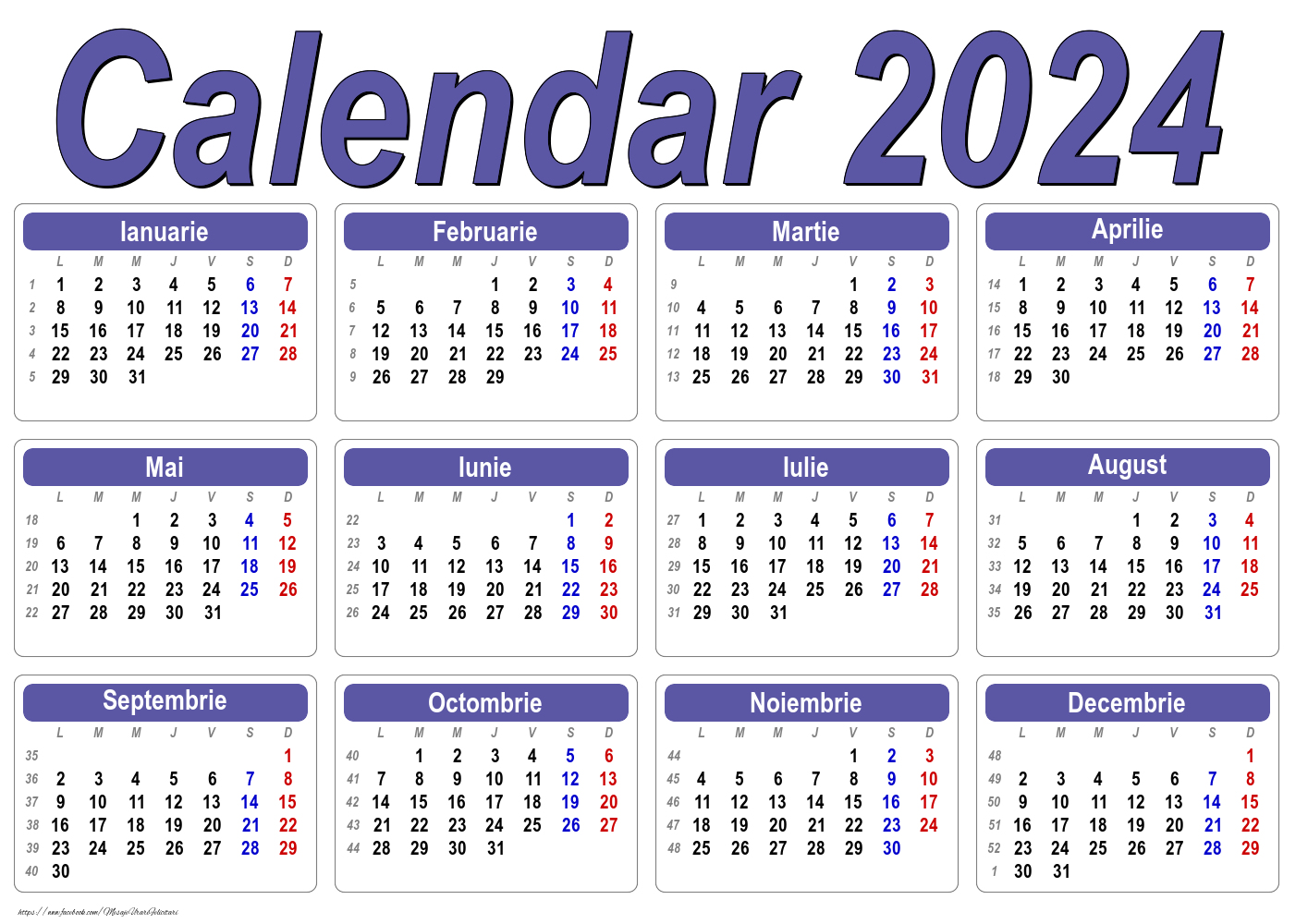 Calendar 2024 - Clasic - Model 00105