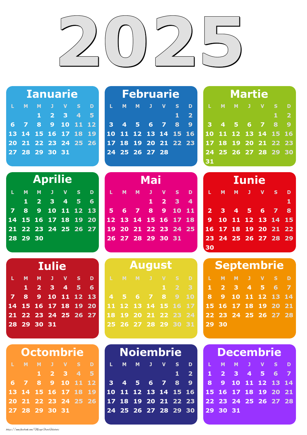 Calendare Calendar 2025 - Multicolor - Model 0013