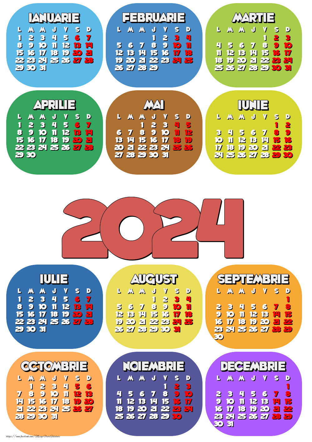 Calendare Calendar 2024 - Multicolor