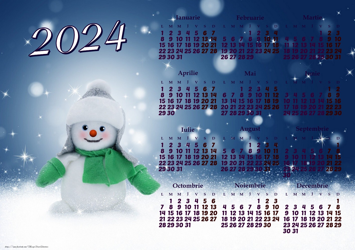 Imagini cu calendare - Calendar 2024 - Iarna - Model 00108 - mesajeurarifelicitari.com