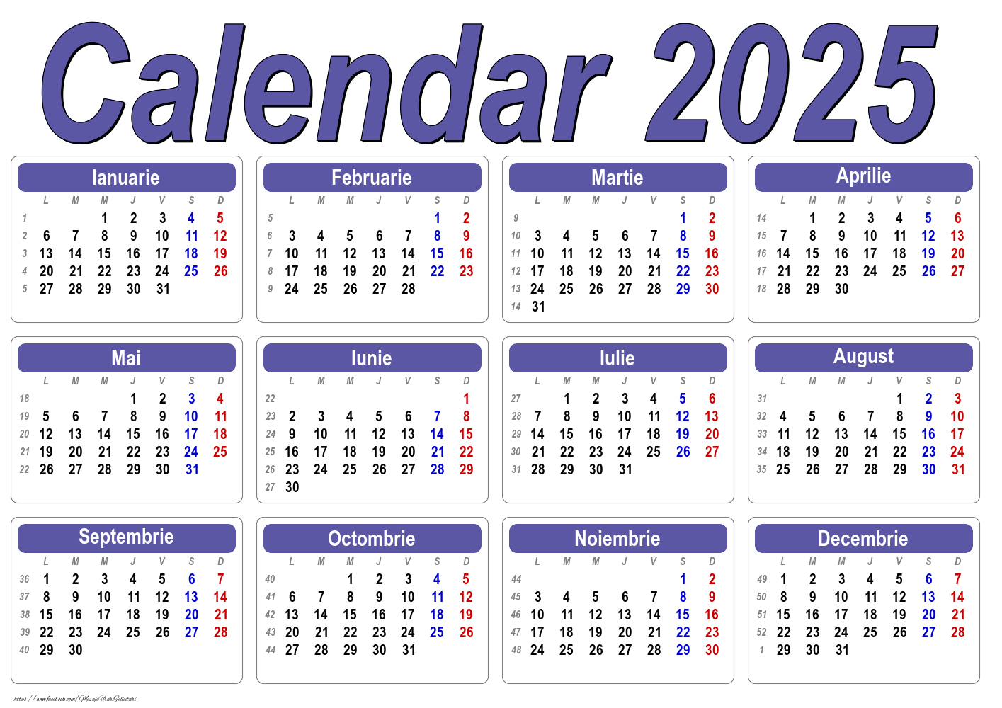 Calendar 2025 - Clasic - Model 0045