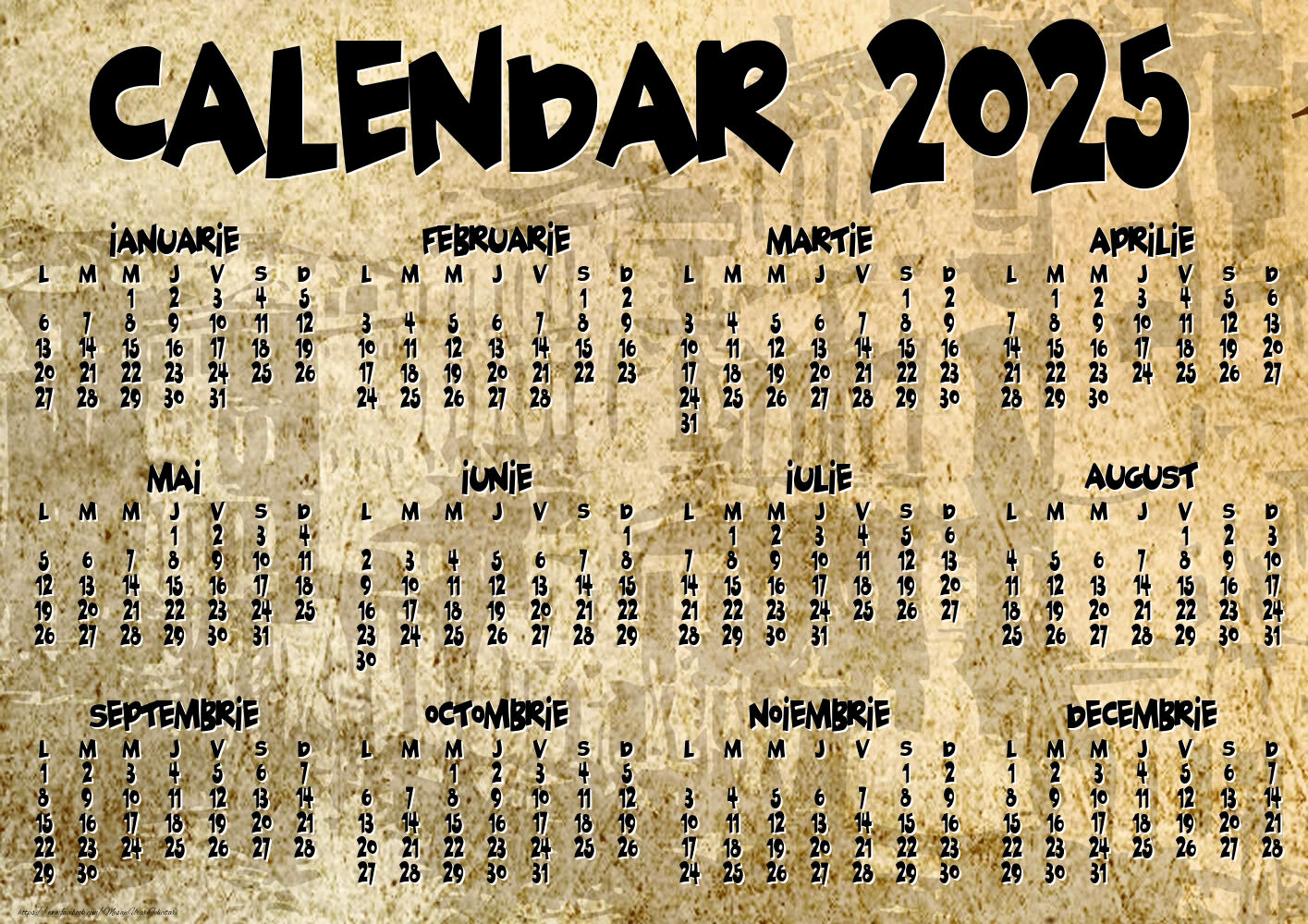 Imagini cu calendare - Calendar 2025 - Vintage - Model 0047 - mesajeurarifelicitari.com