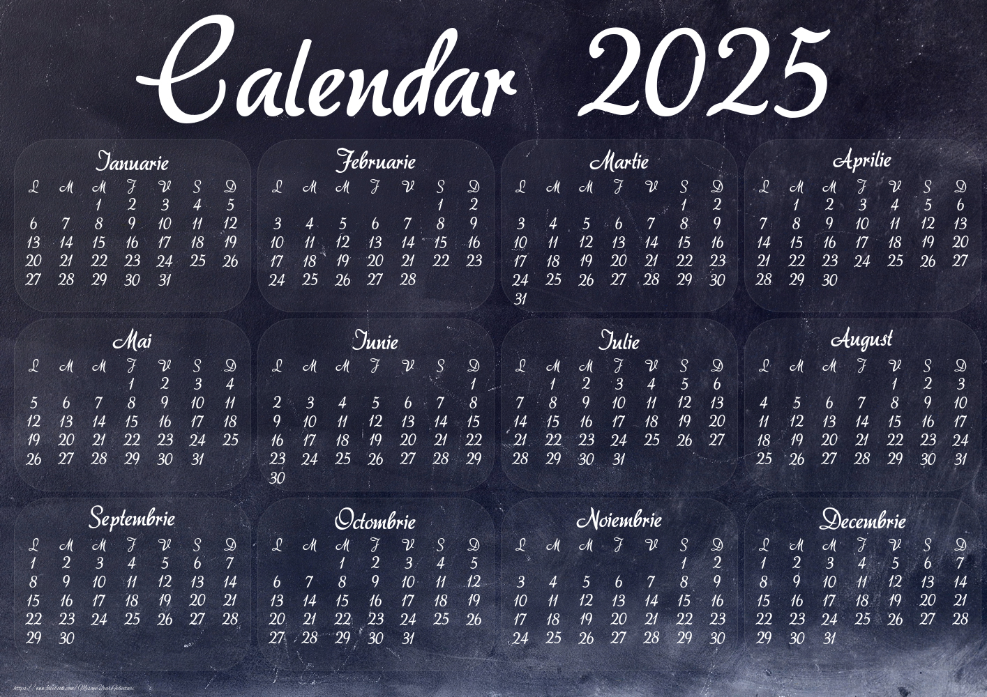 Calendare Calendar 2025 - Black - Model 0034
