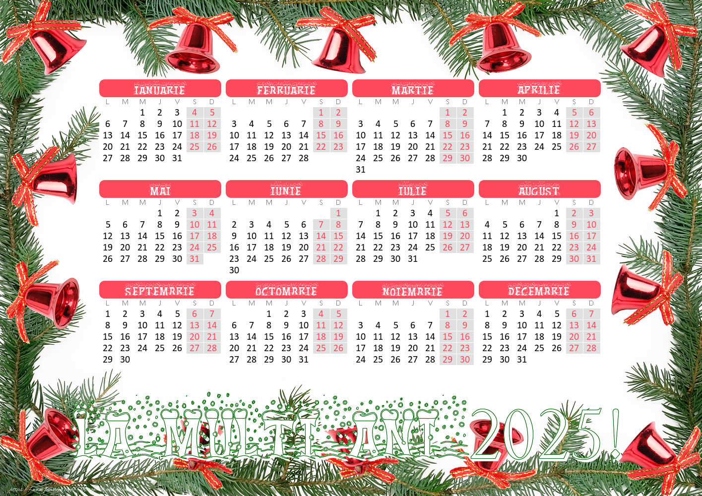 Imagini cu calendare - Calendar 2025  - Craciun - Model 0011 - mesajeurarifelicitari.com