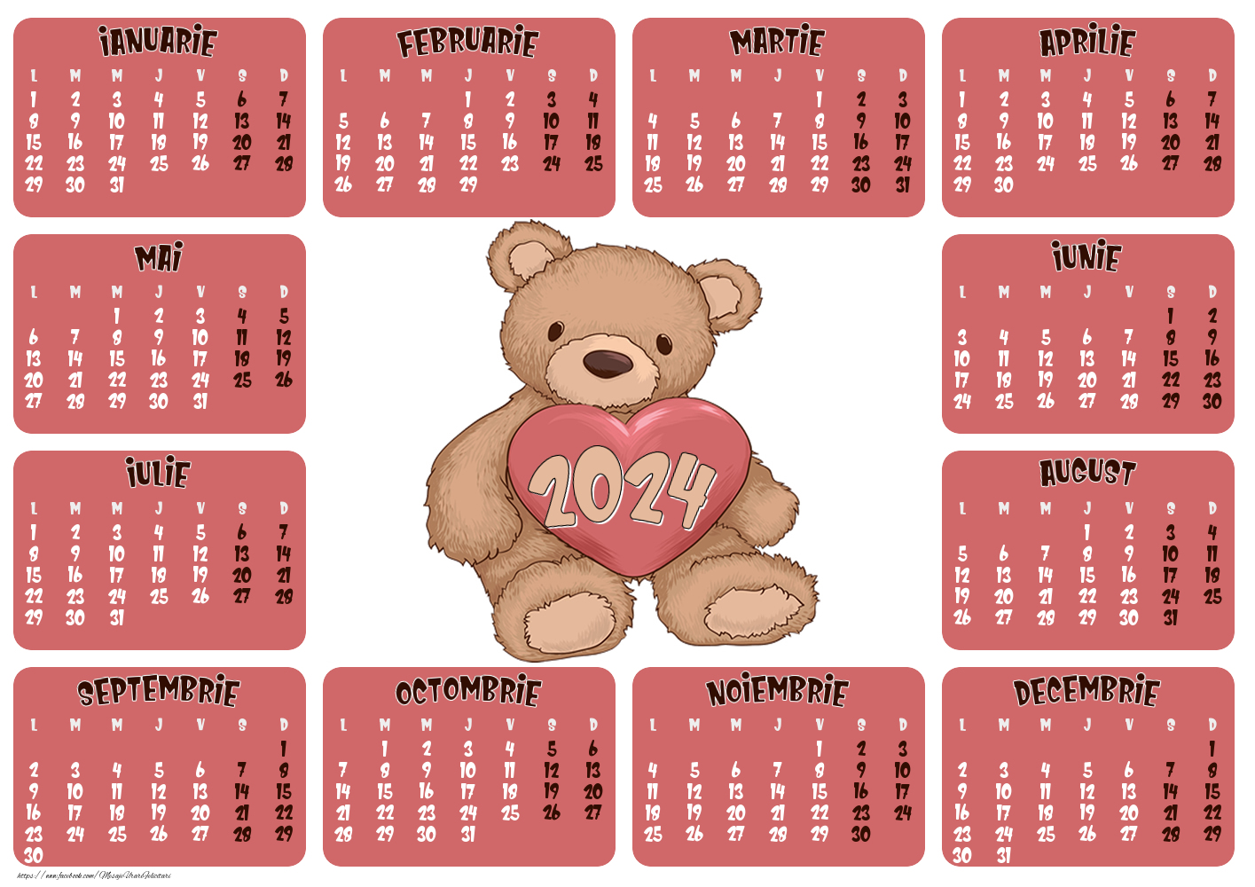 Calendare Calendar 2024 - Ursulet - Model 00116