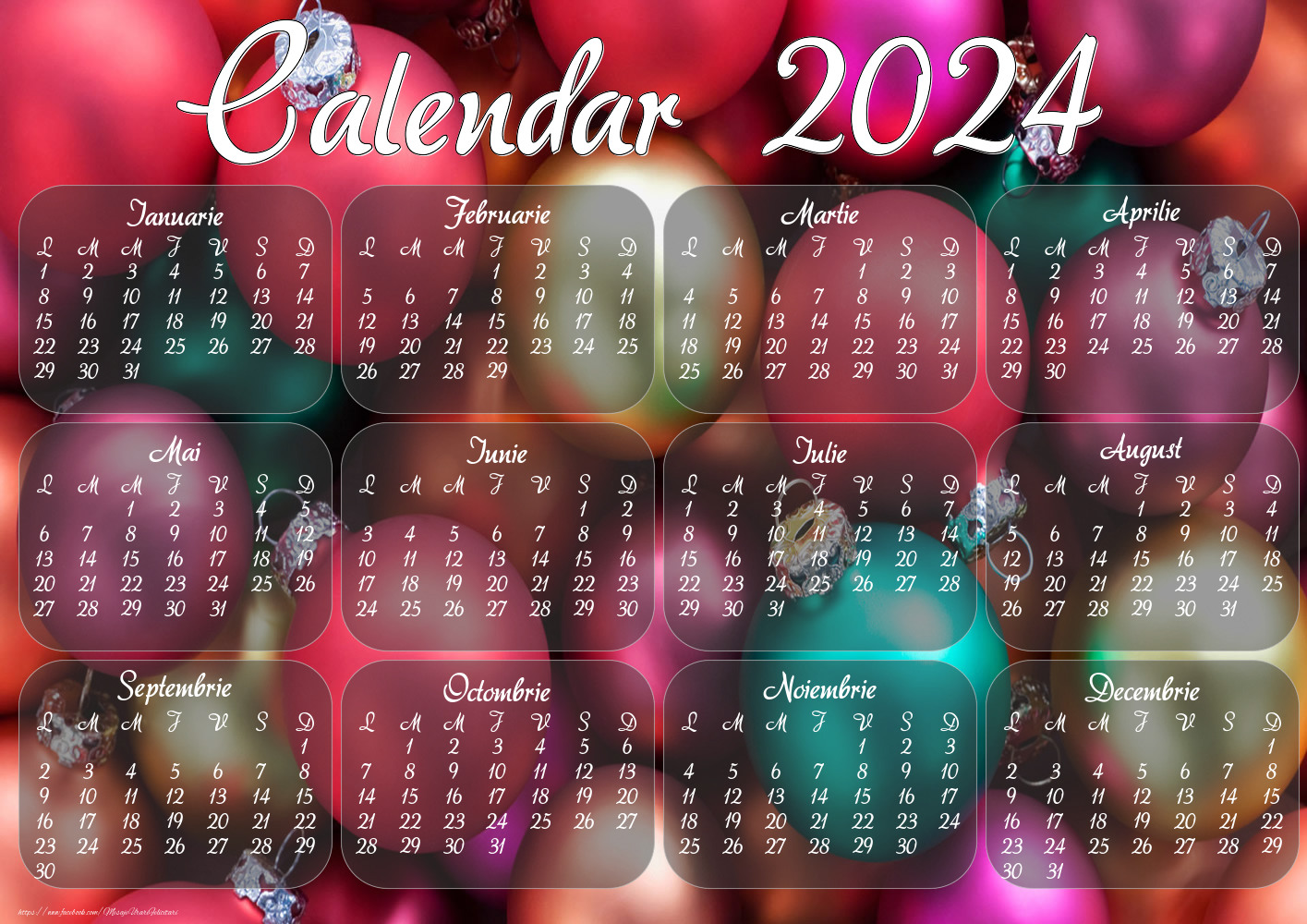 Calendare Calendar 2024 - Globuri de Craciun - Model 00101
