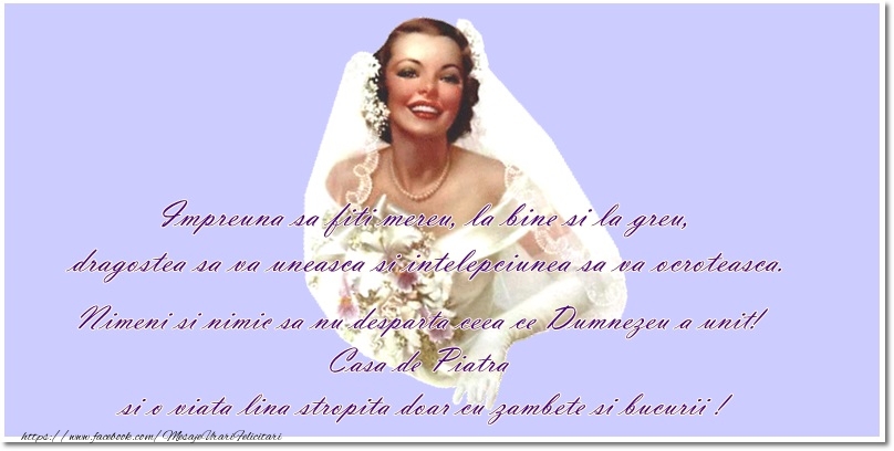 Felicitari de Casatorie - Impreuna sa fiti mereu la bine si la greu! - mesajeurarifelicitari.com