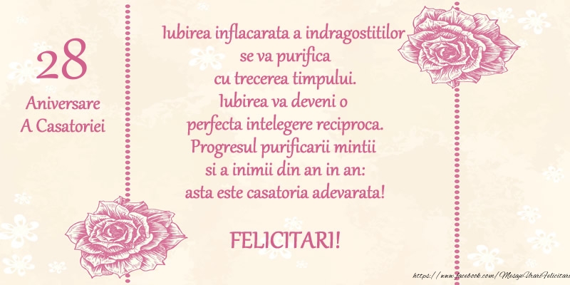 28 ani Aniversare A Casatoriei: Progresul purificarii mintii  si a inimii din an in an: asta este casatoria adevarata! FELICITARI!