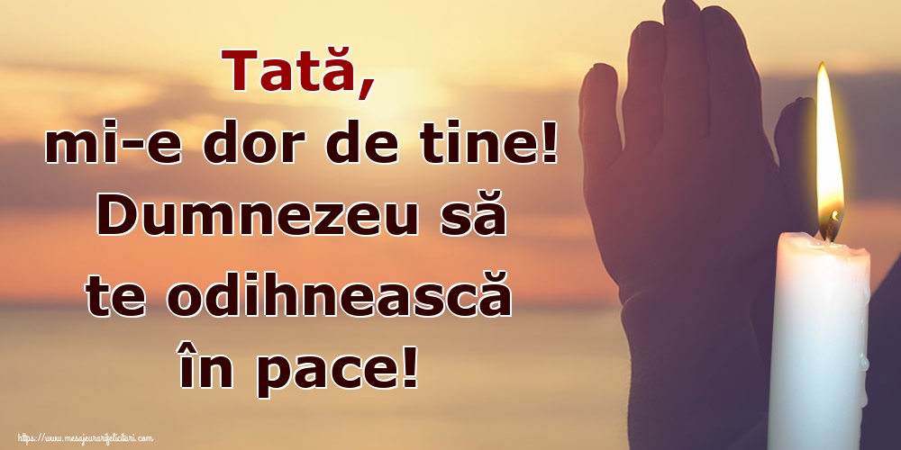 Tată, mi-e dor de tine! Dumnezeu să te odihnească în pace!