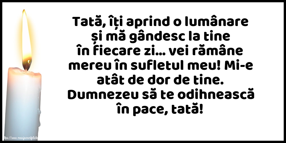 Dumnezeu să te odihnească în pace, tată!