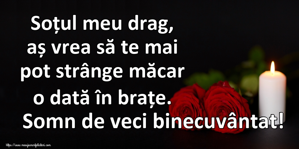 Soțul meu drag, aș vrea să te mai pot strânge măcar o dată în brațe. Somn de veci binecuvântat!