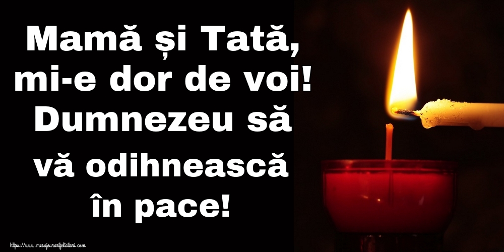 Mamă și Tată, mi-e dor de voi! Dumnezeu să vă odihnească în pace!
