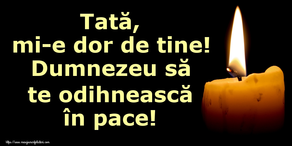 Tată, mi-e dor de tine! Dumnezeu să te odihnească în pace!