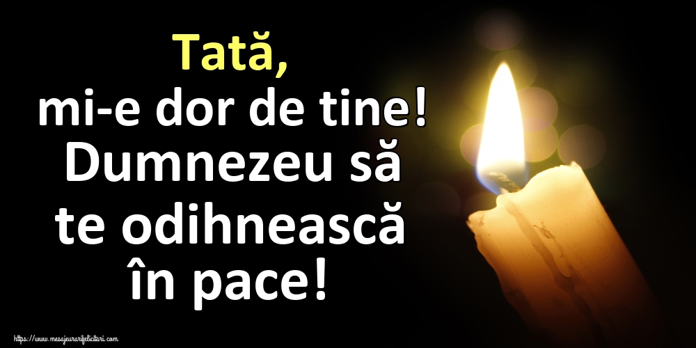 Tată, mi-e dor de tine! Dumnezeu să te odihnească în pace!