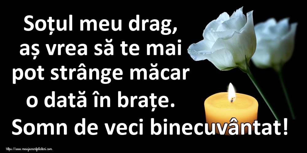Soțul meu drag, aș vrea să te mai pot strânge măcar o dată în brațe. Somn de veci binecuvântat!